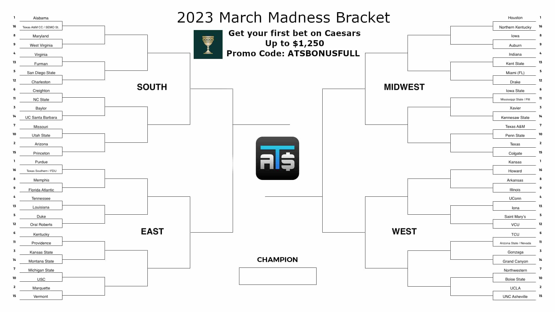 Ncaa Tournament Printable Bracket 2023 