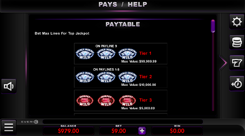 Double Jackpot Gems Slot Pay Table