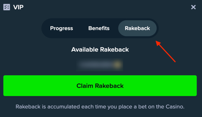 Weekly rakeback available to claim on Stake.us