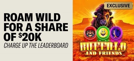 Play Buffalo Friends slot game and earn points to win a share of $20k