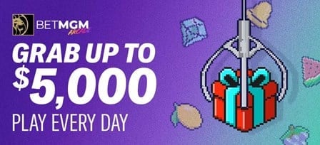 Everyday get a chance to play the arcade claw machine for up to $5,000
