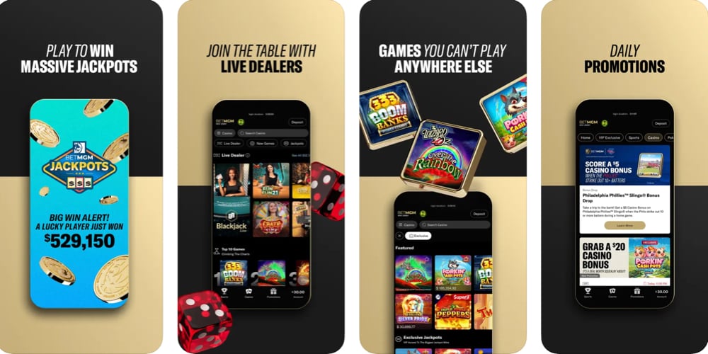Quick preview of the BetMGM Casino mobile app