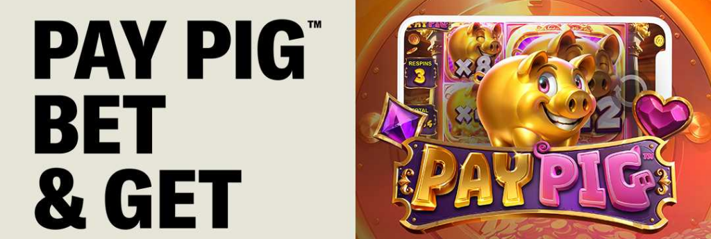 BetMGM Casino promotion: Wager $40 on the Pay Pig™ slot game to earn a $5 Casino Bonus.