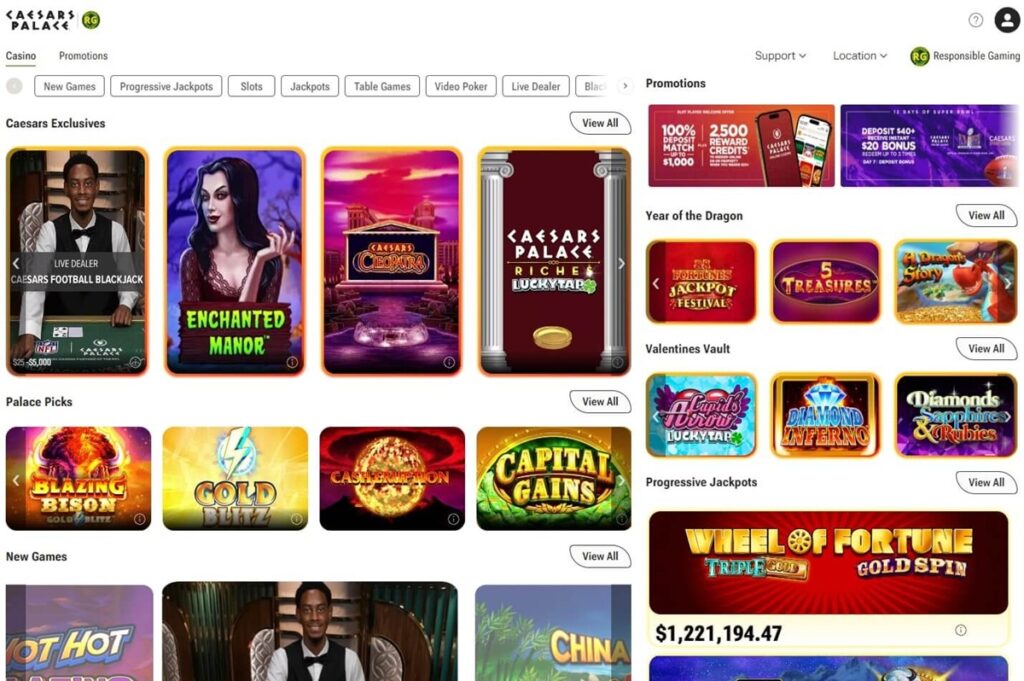 Caesars Palace Online Casino games desktop view