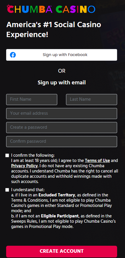 Chumba Casino Sign Up Process