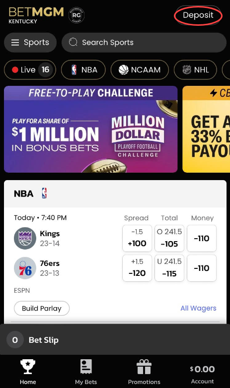 BetMGM Sportsbook Deposits