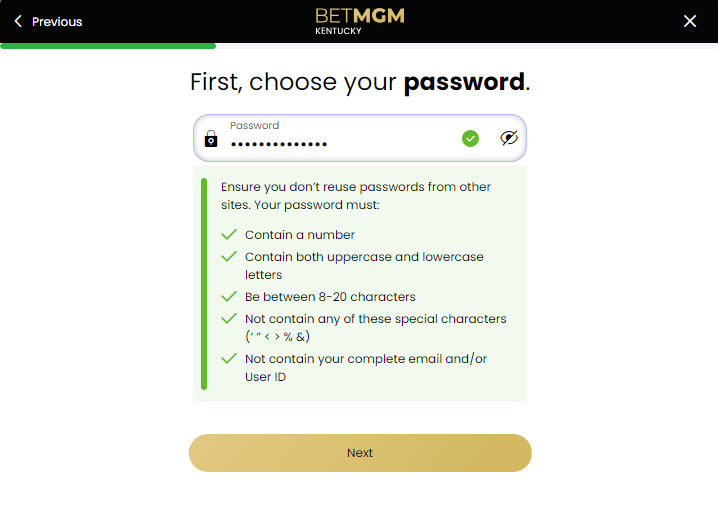 BetMGM Sportsbook Password