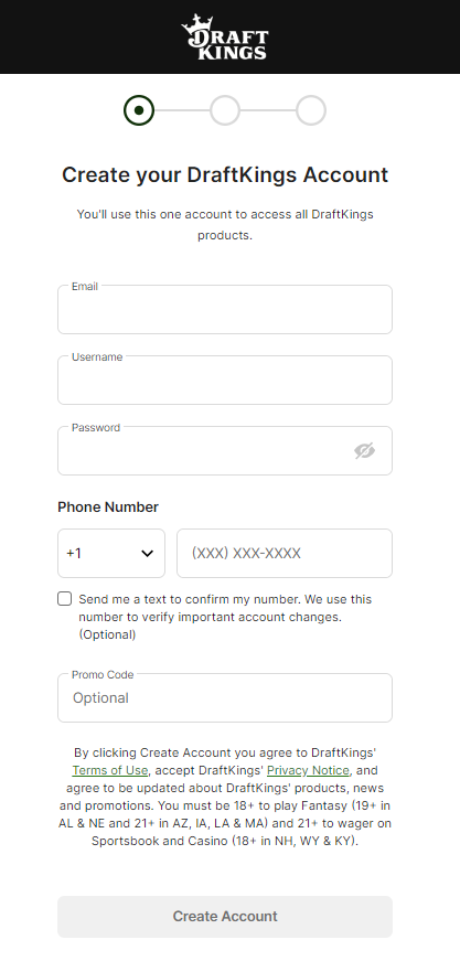 DraftKings Account Creation