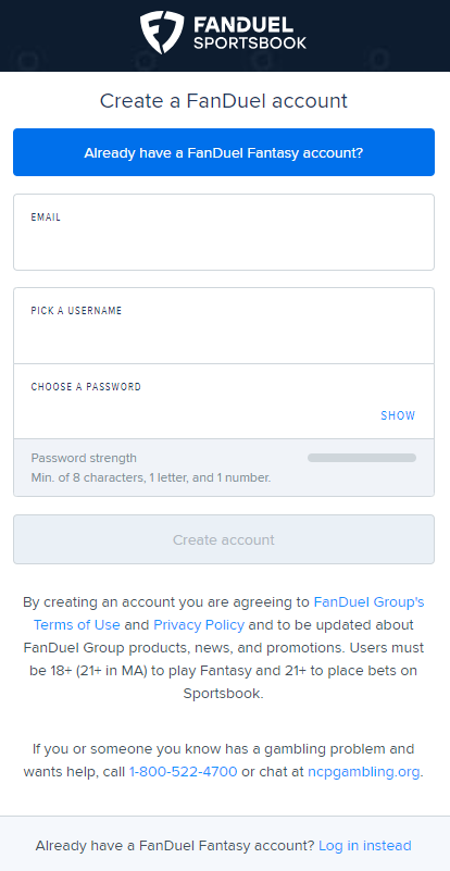 Create a FanDuel Account