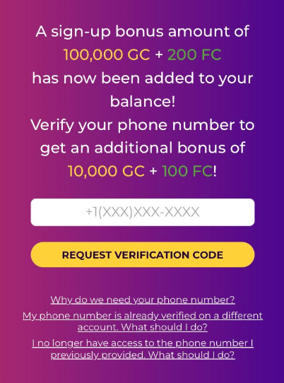 Fortune Coins Phone Verification