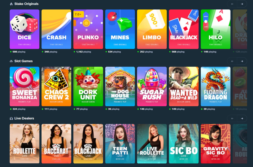 Stake.us Casino Games