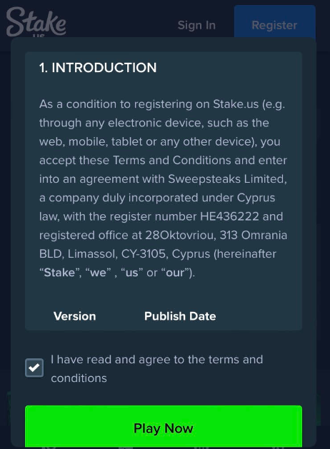 Stake.us Casino Terms and Conditions