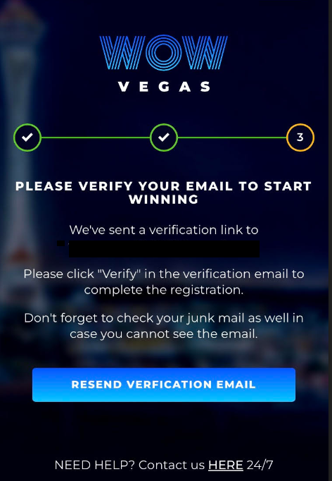 WOW Vegas Casino Verification