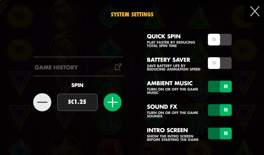 Online Slot Game Settings