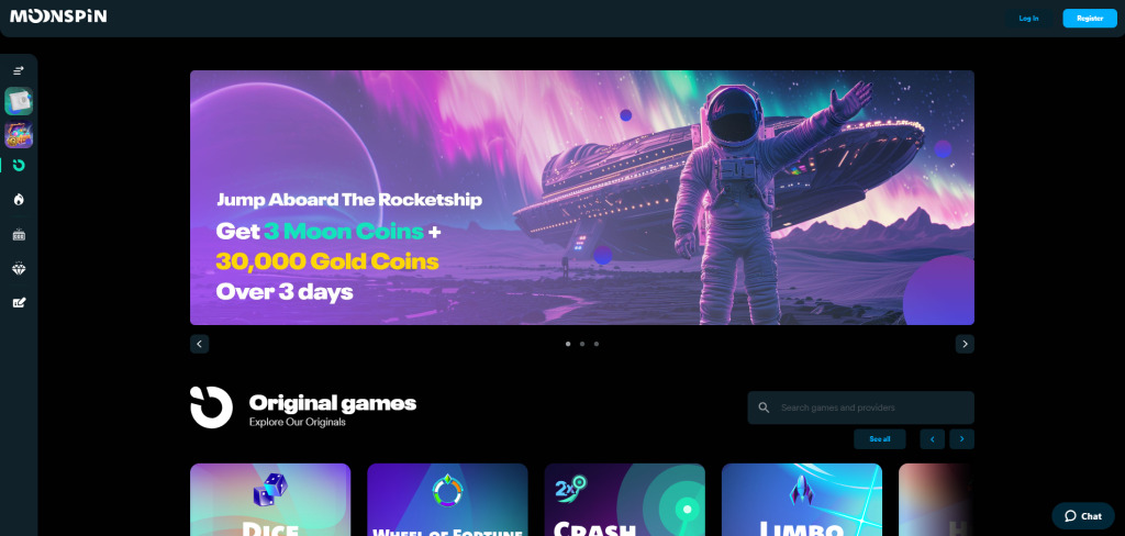 Moonspin Casino Home Page
