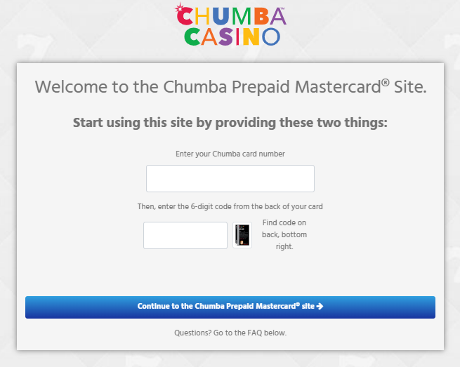 Chumba Card Activation