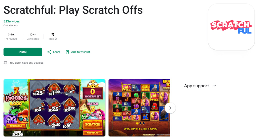 Scratchful Casino Mobile App