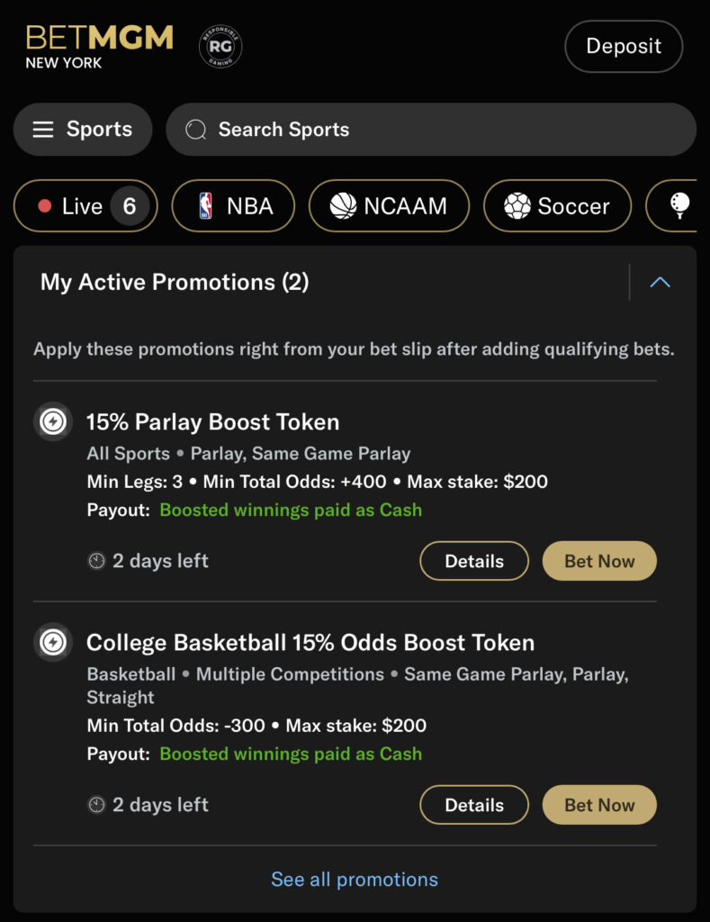 BetMGM Active Promotions Details and Terms