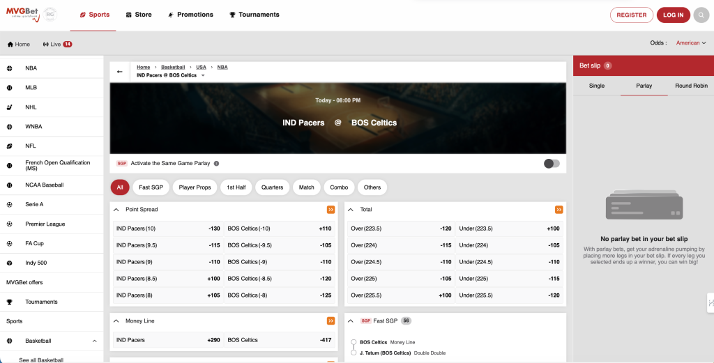 MVGBet Sports Betting Options