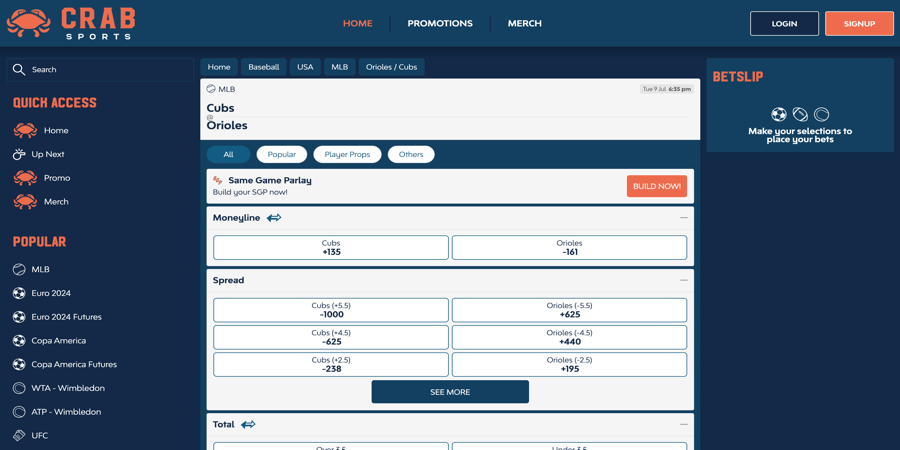 Crab Sports Betting Markets