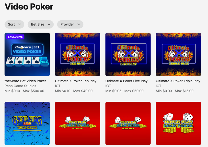 Hollywood Casino Video Poker