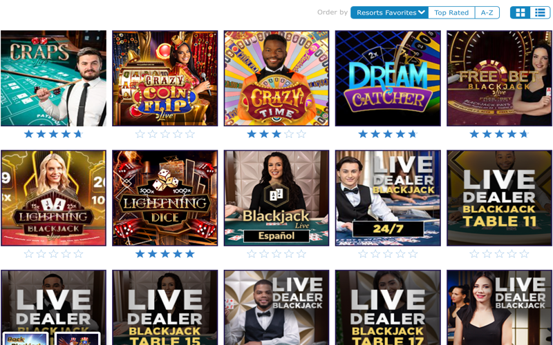 Resorts Live Casino Games