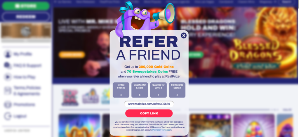 RealPrize Casino Refer A Friend