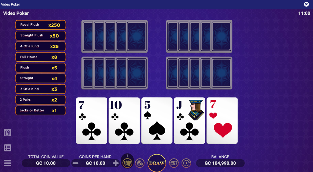 Video poker game at RealPrize, one of Ohio's top online casinos