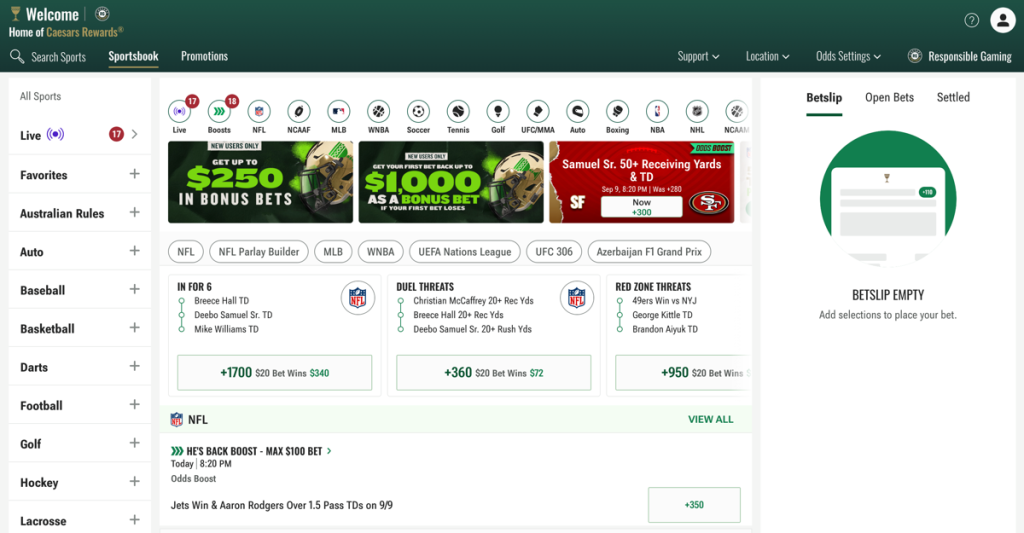 Caesars Sportsbook Website