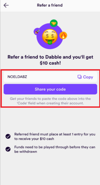 Dabble Fantasy Refer A Friend