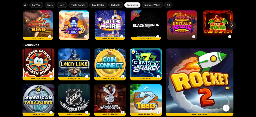 DraftKings Casino Exclusive Games