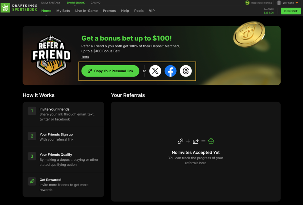 DraftKings Refer A Friend