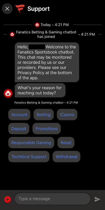 Fanatics Sportsbook Customer Support