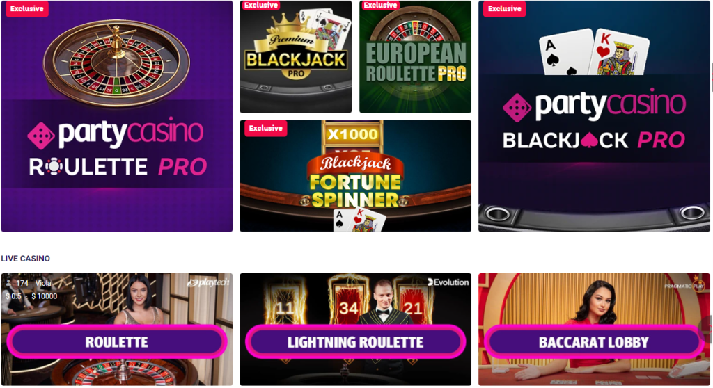 Party Casino Live Dealer & Table Games