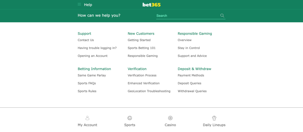 bet365 Casino Customer Support