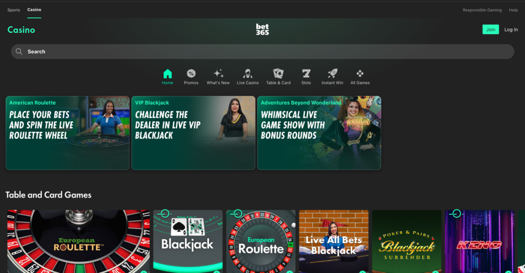 bet365 Casino Desktop Website