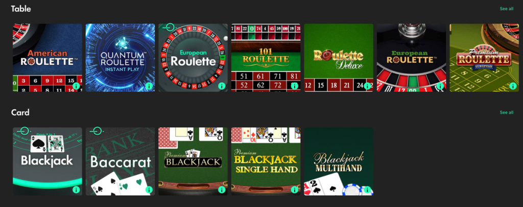 bet365 Table Games