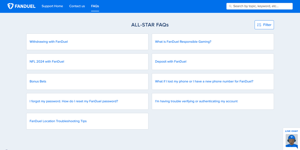 FanDuel Casino FAQ Page