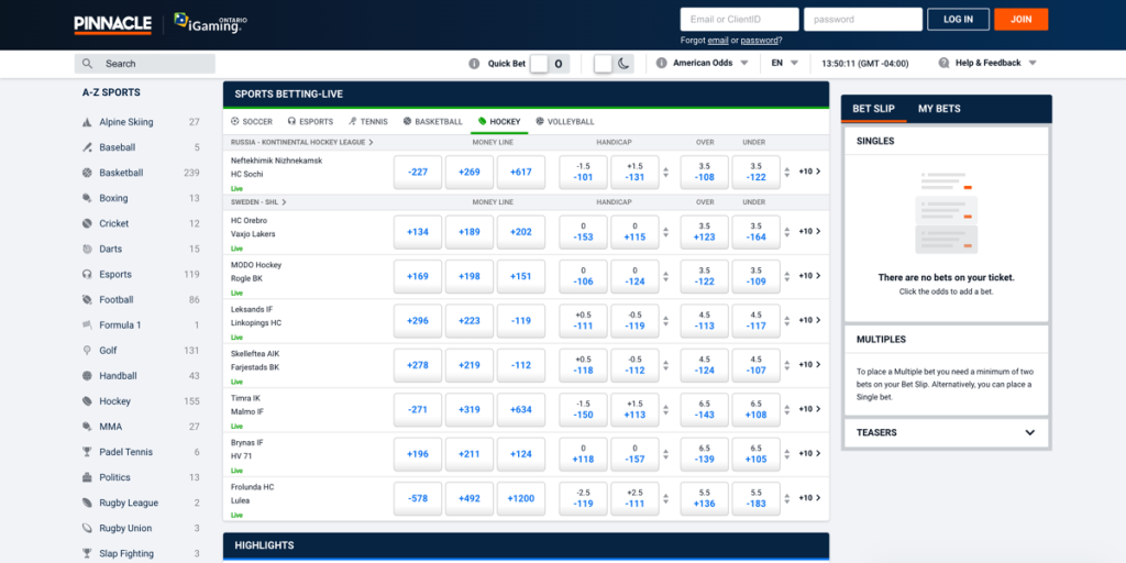 Pinnacle Sports Betting Markets