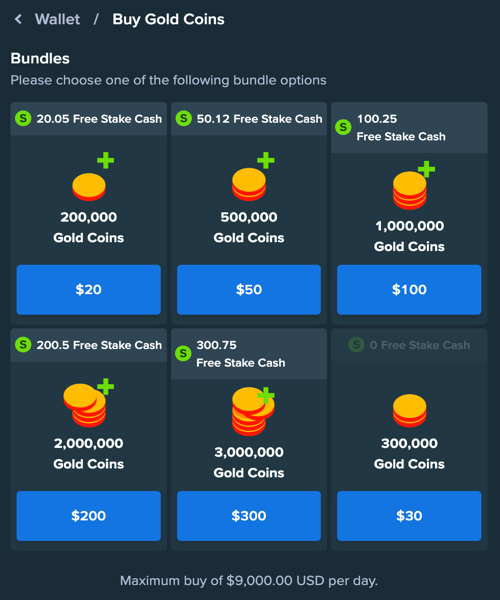 Stake.us Buy Gold Coins