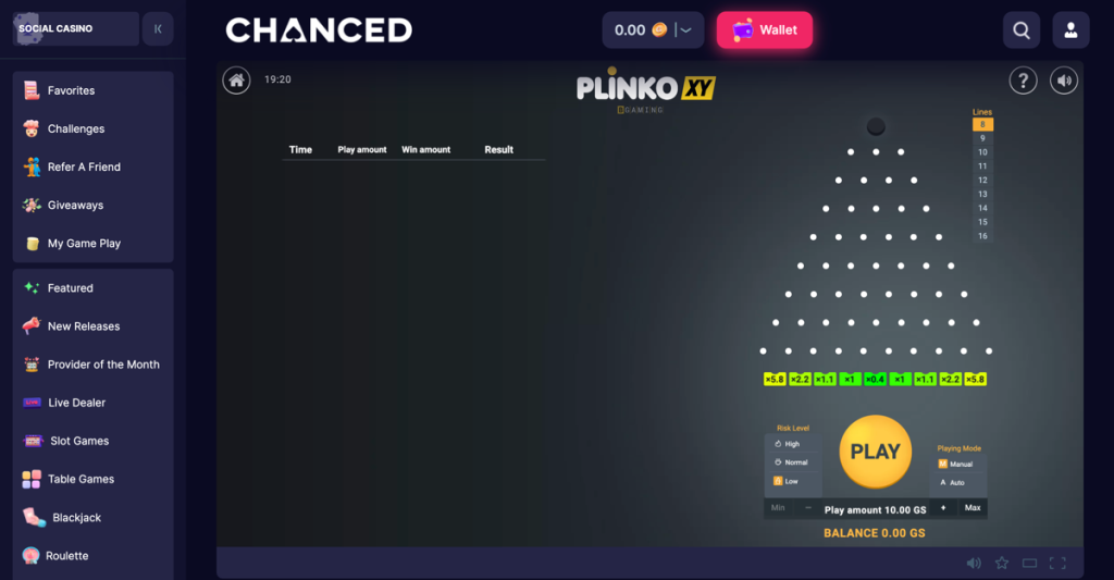 Chanced Casino Plinko Games