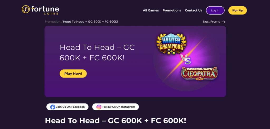 Fortune Coins Head To Head Promotion