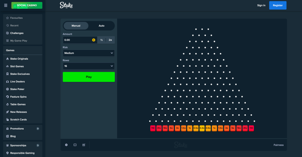 Stake.us Plinko Game