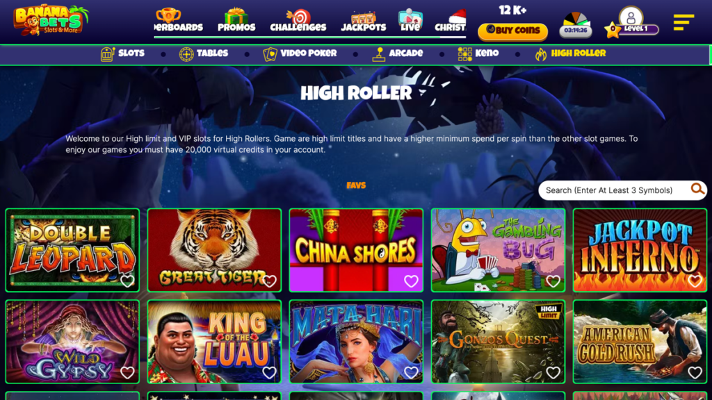 BananaBets Casino Desktop Website