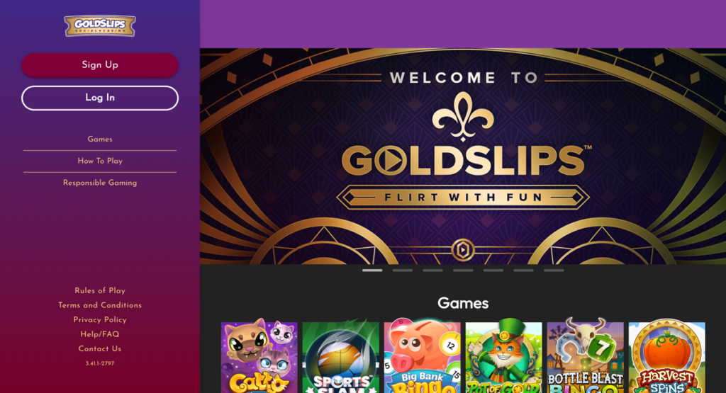 GoldSlips Casino Login Page