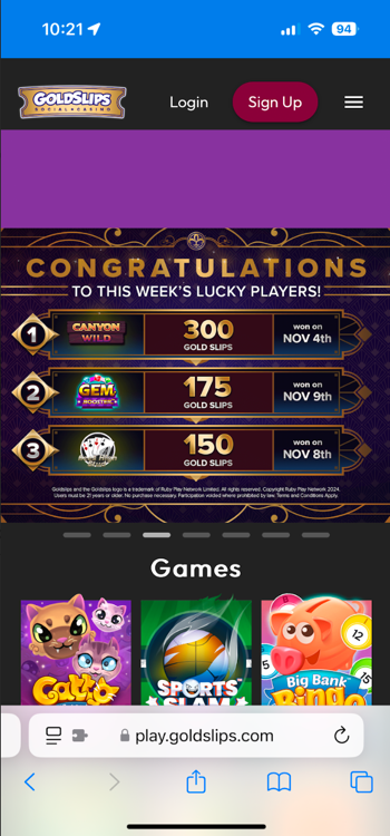 GoldSlips Casino Mobile App