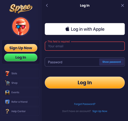 Spree Casino Login