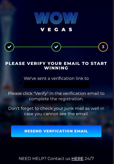 Verify your details with wow vegas