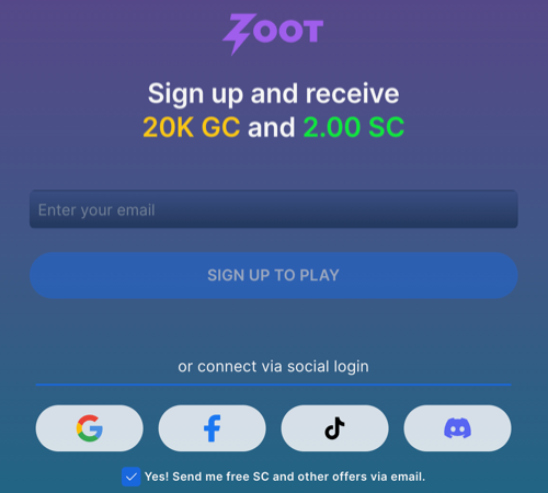 Zoot Casino Sign Up Bonus