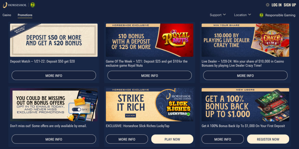 Horseshoe Casino Promo Code for Existing Users